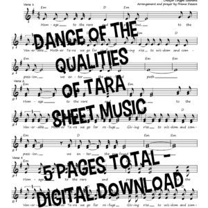 Page of sheet music, overlayed with words "dance of the qualities of Tara Sheet Music"